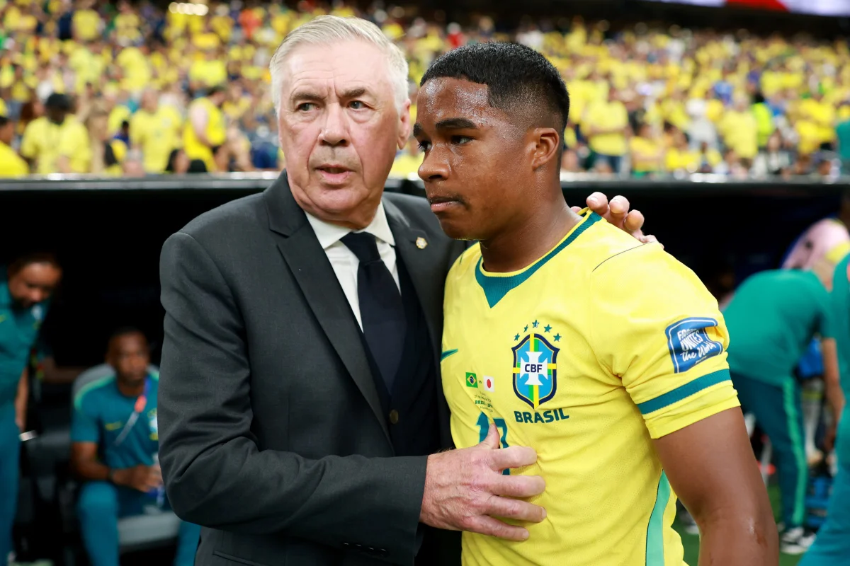 Ancelotti coloca Endrick, Estêvão e Rayan como futuro do Brasil