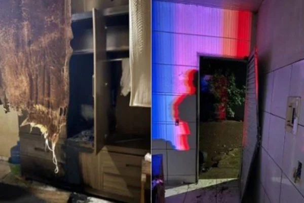 Imagem colorida de casa incendiada