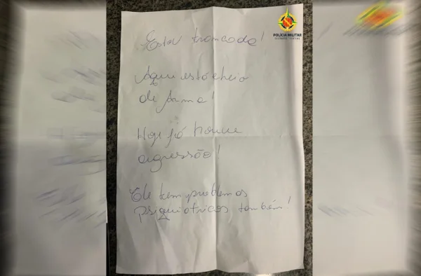 em bilhete, mulher vítima de violência pede ajuda da PMDF