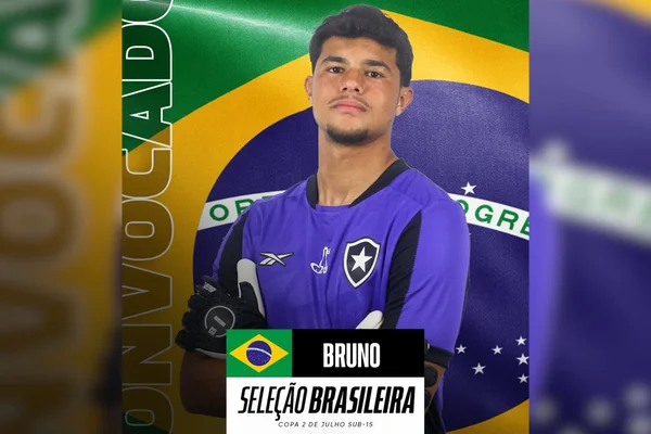 Foto colorida de Bruninho Samudio, goleiro do Botafogo, convocado para a Seleção Sub-15 - Metrópoles