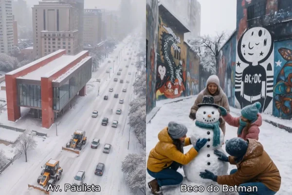 Com recorde de frio, vídeo que mostra como seria a neve em São Paulo viralizou nas redes. Capital amanheceu com 9ºC nesta sexta-feira (13/6) - Metrópoles