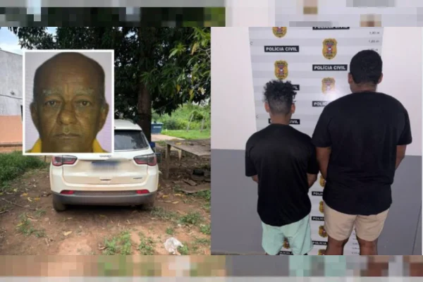 Montagem mostra vítima de assassinato e dupla suspeita de ter o matado