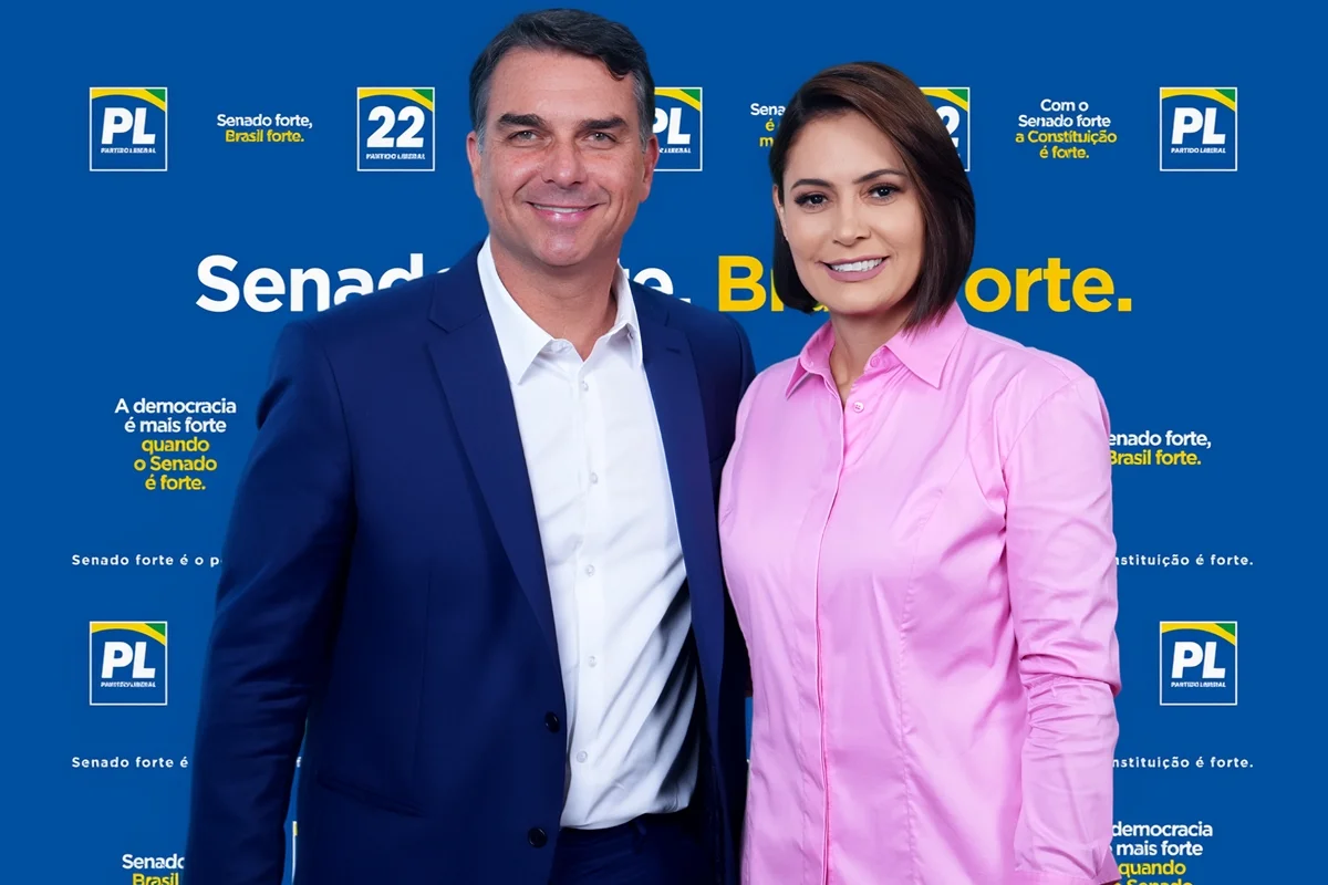 Michelle ganha espaço e campanha de Flávio quer usá-la como trunfo