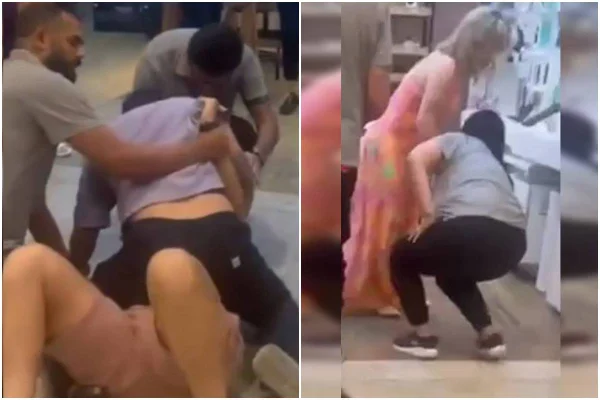 Clientes e funcionários de shopping caem na porrada