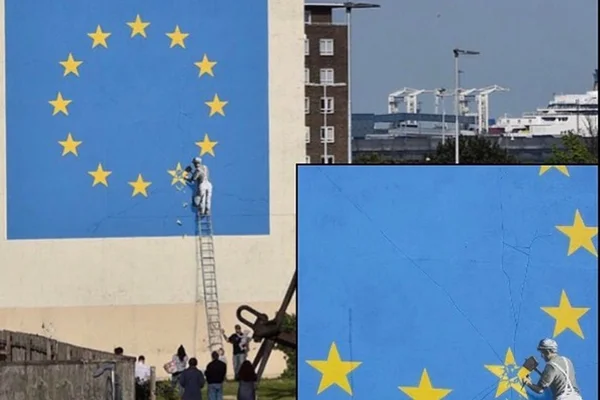 Banksy faz grafite gigante para criticar o Brexit