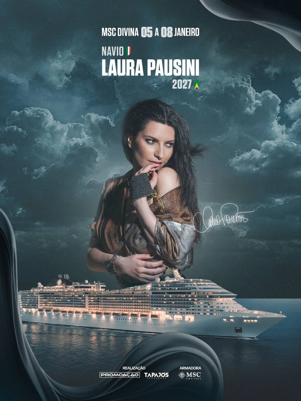 Laura Pausini terá navio temático no Brasil em janeiro de 2027 Laura Pausini terá navio temático no Brasil em janeiro de 2027
