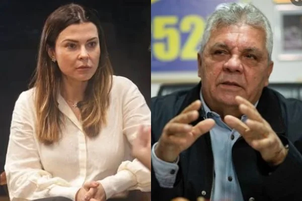 Montagem de duas imagens coloridas de mulher à esquerda e homem ao lado