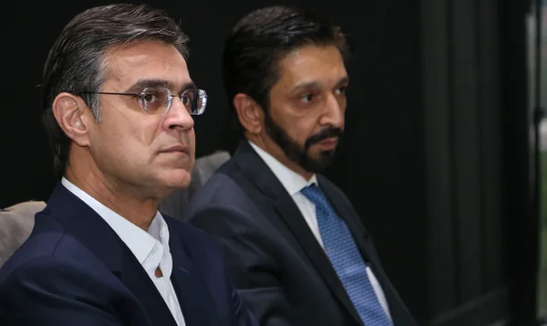 Rodrigo Garcia, então governador de São Paulo, ao lado do prefeito de São Paulo, Ricardo Nunes