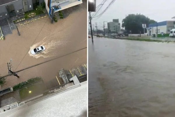 Foto colorida de impacto das fortes chuvas em Santa Catarina - Metrópoles