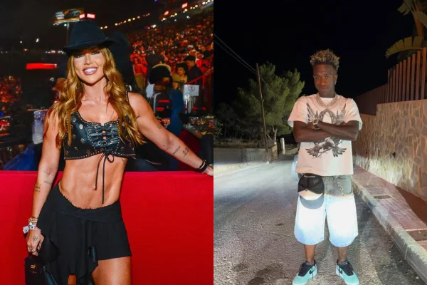montagem colorida com fotos de Virginia e Vini Jr.