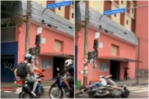 Reportagem ao vivo flagra acidente de moto