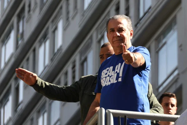 São Paulo (SP), 03/08/2025 Pastor Silas Malafaia, durante o ato "Reaja Brasil", na Avenida Paulista em São Paulo, neste Domingo, 03 de Agosto de 2025. Sem a presença de Jair Bolsonaro (PL), por determinação de medidas cautelares do STF