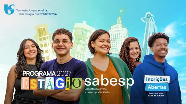 Sabesp abre mais de 60 vagas de estágio para 2027. Inscrições vão até 13/10