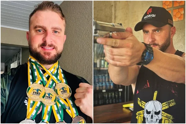 Homem com medalhas de tido e arma na mão - Metrópoles