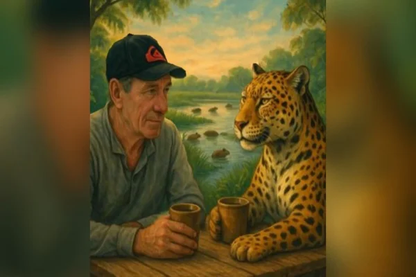 Imagem colorida, Poema emociona ao retratar encontro entre Jorginho e onça no Pantanal - Metrópoles