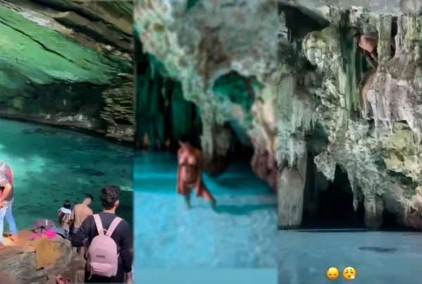 imagem colorida turistas visitam gruta interditada mt