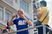 Deputado federal Sóstenes Cavalcante (PL), líder da oposição na Câmara Federal, durante ato bolsonarista na Paulista