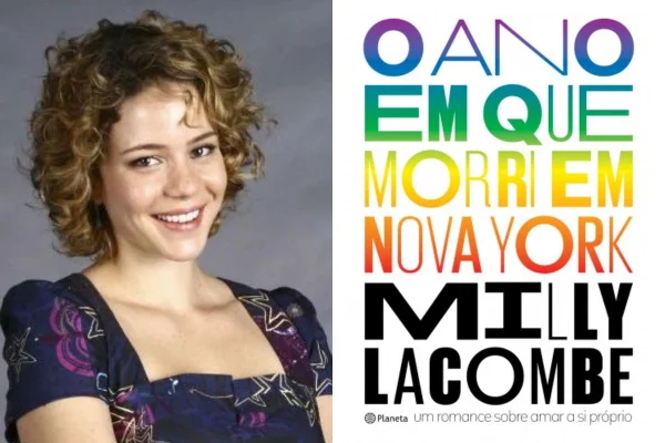 Tela dividida, de um lado Leandra Leal, do outro a capa do livro O Ano em Que Morri em Nova York - Metrópoles