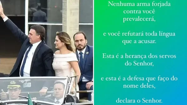 Em dia de operação contra Carlos, Michelle Bolsonaro publica versículo: 'Nenhuma arma forjada prevalecerá'