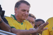 O ex-presidente Jair Bolsonaro em manifestação em Brasília