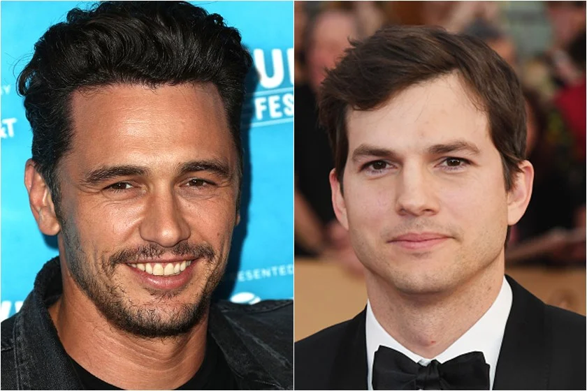 Os atores James Franco e Ashton Kutcher têm 39 anos Os atores James Franco e Ashton Kutcher têm 39 anos