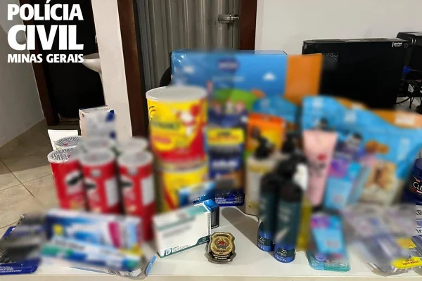 Produtos encontrados na residência em que a mulher fazia pedido e efetuava o pagamento com comprovante falso de pix
