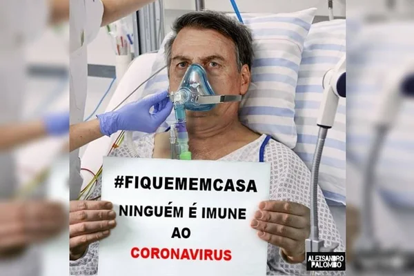 Bolsonaro em cama de UTI e com respirador