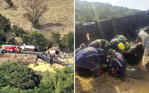 imagem colorida acidente com caminhões e tratos deixa dois mortos goias