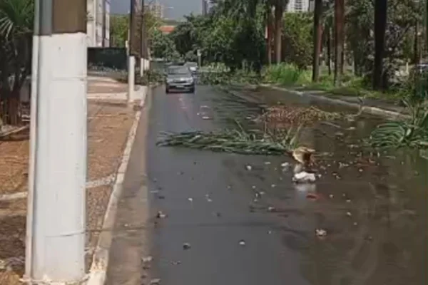 Imagem colorida de avenida em Americana (SP), após fortes chuvas. - Metrópoles