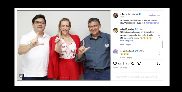 Rafael Fonteles, Roberta Lucshinger e Dias fazem campanha no Piauí em 2022. Governador agradece à lobista