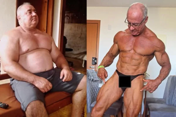 antes e depois de homem de 55 anos