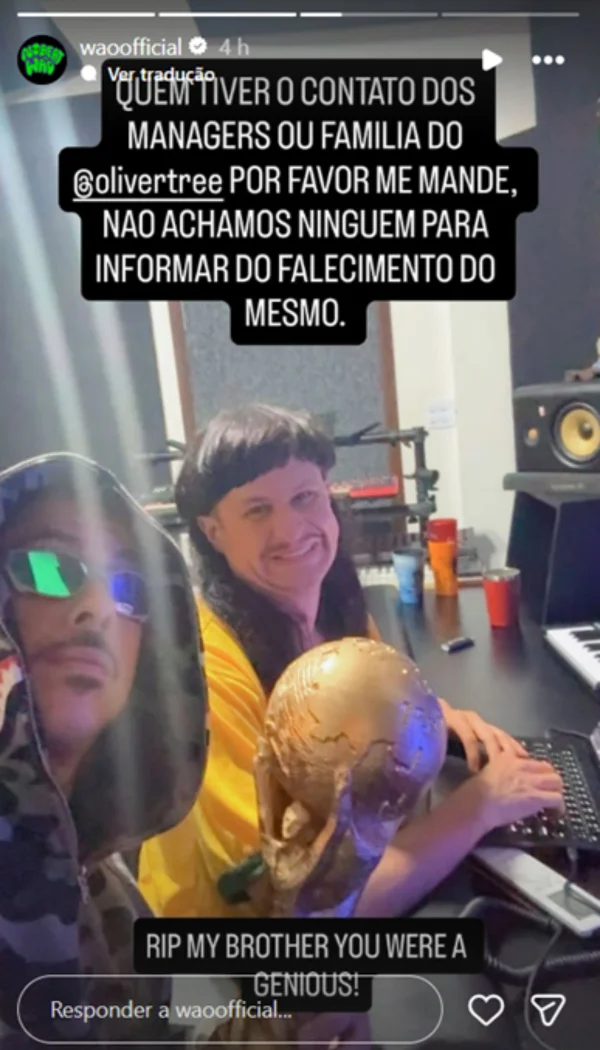 Oliver Tree: produtor pede ajuda para localizar familiares - destaque galeria