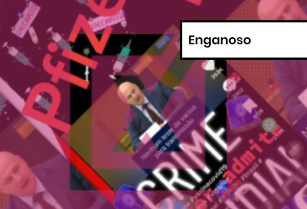 Imagem colorida de postagem enganosa sobre vacina da Pfizer