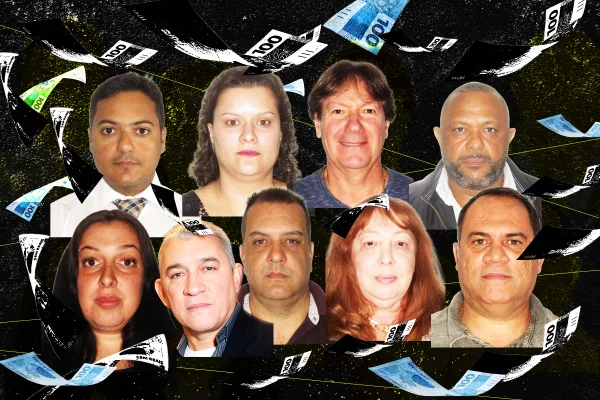 Imagem colorida de suspeitos investigados por esquema em operação do MPSP. Metrópoles