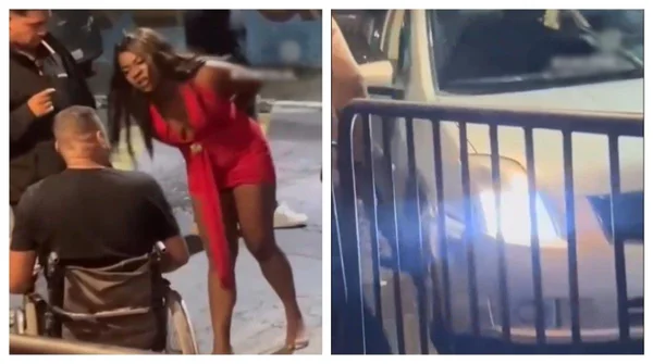 mulher discutindo com cadeirante
