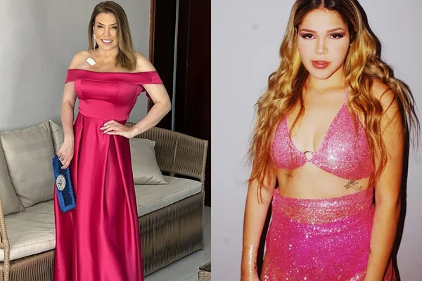 Montagem com fotos de Aysha Benelli e Simony