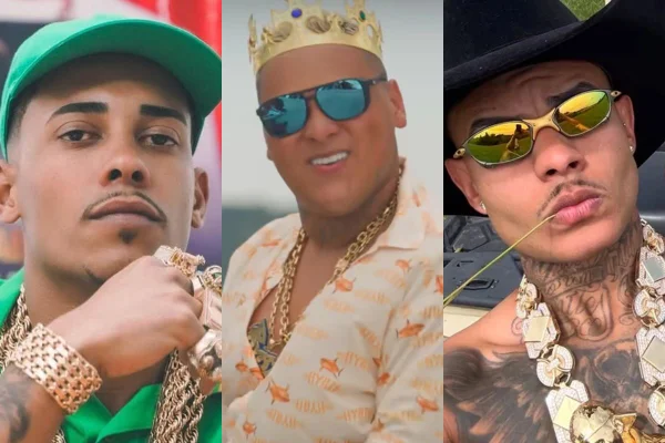 Montagem colorida de MC Poze do Rodo, MC Ryan SP e Chrys Dias - Metrópoles