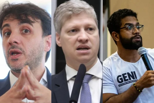 Os candidatos Renan Santos (Missão), Marcel Van Hattem (Novo) e Jones Manoel (PSol)