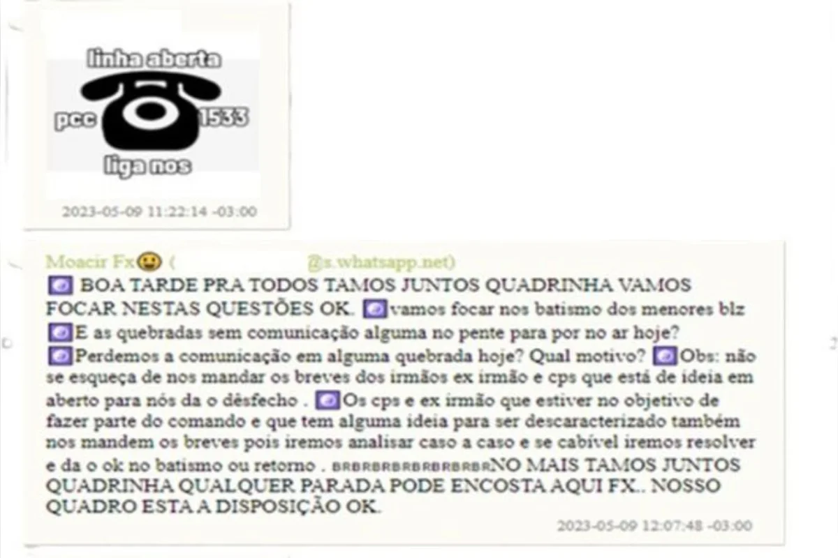 De acordo com as apurações, os investigados faziam parte de dois núcleos da organização criminosa: “Sintonia dos 14” e “Sintonia Geral do Progresso" De acordo com as apurações, os investigados faziam parte de dois núcleos da organização criminosa: “Sintonia dos 14” e “Sintonia Geral do Progresso"