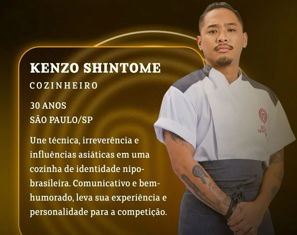 O cozinheiro Kenzo Shintome está no elenco da nova temporada do MasterChef Profissionais O cozinheiro Kenzo Shintome está no elenco da nova temporada do MasterChef Profissionais
