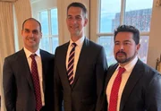Eduardo Bolsonaro, Tom Cotton e Paulo Figueiredo Eduardo Bolsonaro, Tom Cotton e Paulo Figueiredo