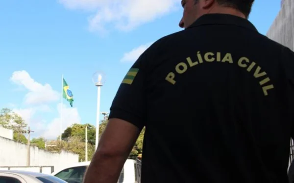 de costas, policial civil posa para foto