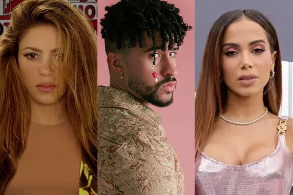 Shakira, Bad Bunny e Anitta (Reprodução/Montagem Metrópoles)