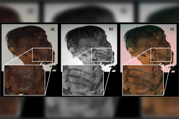 Imagem colorida de múmia tatuada - Metrópoles