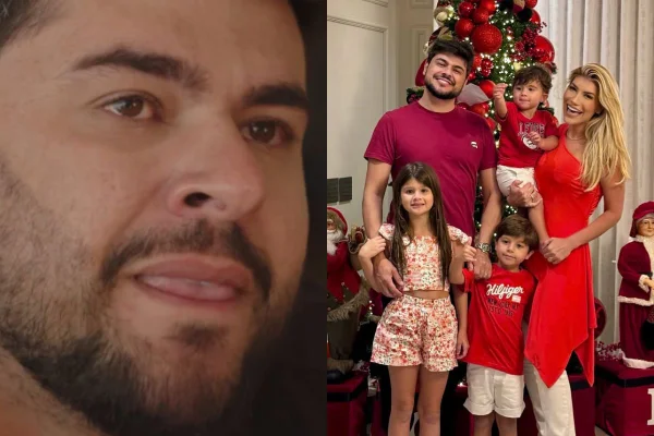 Montagem colorida de Cristiano, dupla de Zé Neto, com a família - Metrópoles