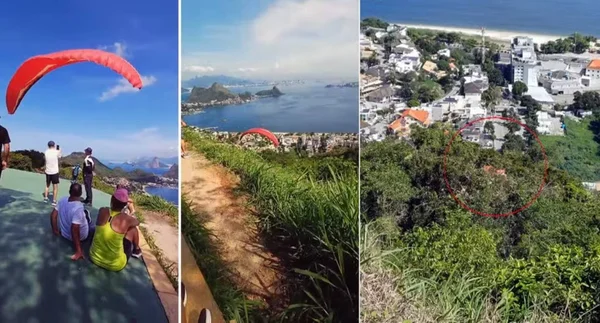 imagem colorida dupla cai parapente niteroi