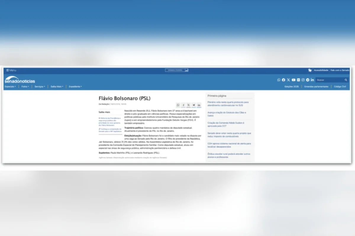 Perfil do senador no site do Senado Federal Perfil do senador no site do Senado Federal