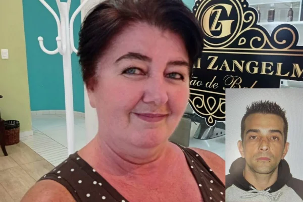 Foto colorida mostra senhora branca, de olhos claros, cabelo curto em frente à vitrine de loja - Metrópoles