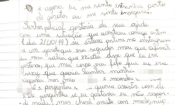 “Tenho só 10 anos, me ajuda”, diz menina em carta após assédio