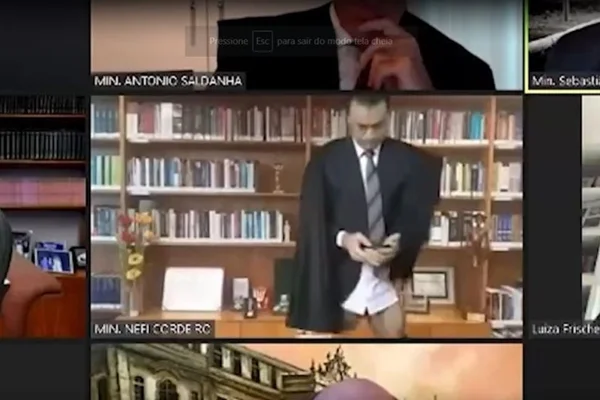 Ministro Néfi Cordeiro, do STJ, aparece sem as calças durante julgamento